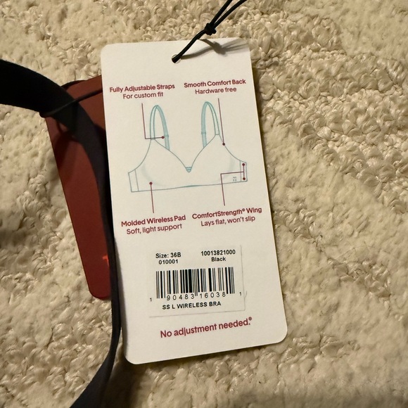 NWT Tommy John Second Skin Black Bra 36B - Picture 2 of 4